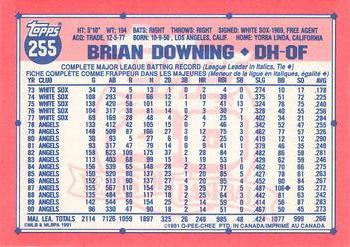 1991 O-Pee-Chee #255 Brian Downing Back