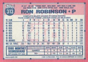 1991 O-Pee-Chee #313 Ron Robinson Back