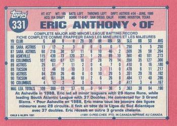 1991 O-Pee-Chee #331 Eric Anthony Back