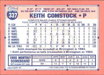 1991 O-Pee-Chee #337 Keith Comstock Back