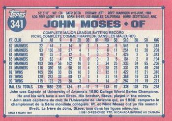 1991 O-Pee-Chee #341 John Moses Back
