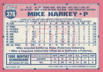 1991 O-Pee-Chee #376 Mike Harkey Back