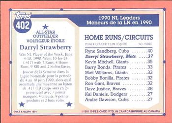 1991 O-Pee-Chee #402 Darryl Strawberry Back