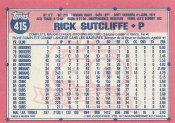 1991 O-Pee-Chee #415 Rick Sutcliffe Back