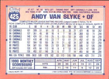 1991 O-Pee-Chee #425 Andy Van Slyke Back