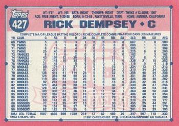 1991 O-Pee-Chee #427 Rick Dempsey Back