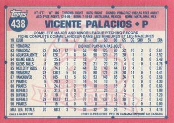 1991 O-Pee-Chee #438 Vicente Palacios Back