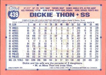 1991 O-Pee-Chee #439 Dickie Thon Back