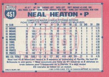 1991 O-Pee-Chee #451 Neal Heaton Back