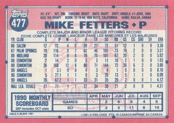 1991 O-Pee-Chee #477 Mike Fetters Back