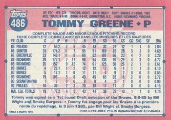 1991 O-Pee-Chee #486 Tommy Greene Back