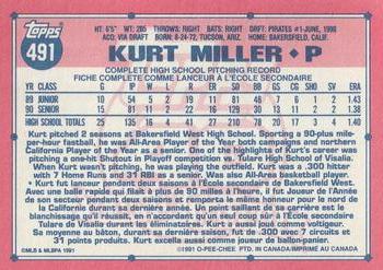1991 O-Pee-Chee #491 Kurt Miller Back