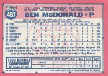 1991 O-Pee-Chee #497 Ben McDonald Back