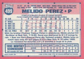 1991 O-Pee-Chee #499 Melido Perez Back