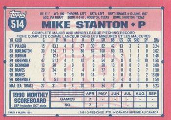 1991 O-Pee-Chee #514 Mike Stanton Back
