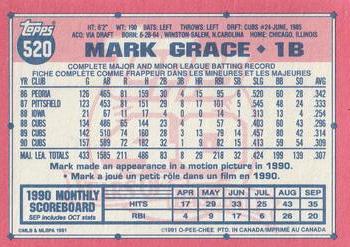 1991 O-Pee-Chee #520 Mark Grace Back