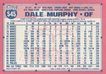 1991 O-Pee-Chee #545 Dale Murphy Back