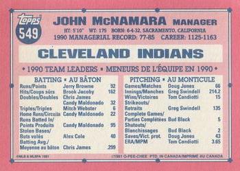 1991 O-Pee-Chee #549 John McNamara Back