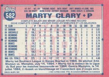 1991 O-Pee-Chee #582 Marty Clary Back