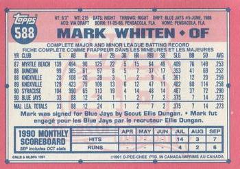 1991 O-Pee-Chee #588 Mark Whiten Back