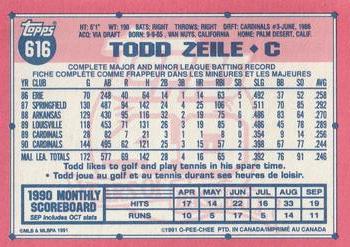 1991 O-Pee-Chee #616 Todd Zeile Back