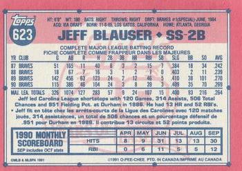 1991 O-Pee-Chee #623 Jeff Blauser Back