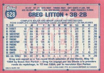 1991 O-Pee-Chee #628 Greg Litton Back