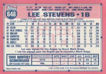 1991 O-Pee-Chee #648 Lee Stevens Back