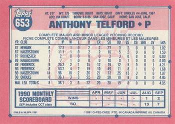 1991 O-Pee-Chee #653 Anthony Telford Back