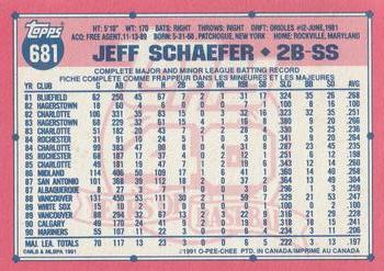 1991 O-Pee-Chee #681 Jeff Schaefer Back