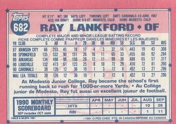 1991 O-Pee-Chee #682 Ray Lankford Back