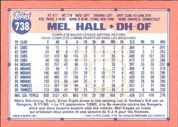 1991 O-Pee-Chee #738 Mel Hall Back