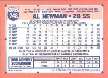 1991 O-Pee-Chee #748 Al Newman Back