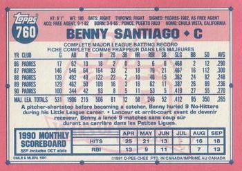 1991 O-Pee-Chee #760 Benny Santiago Back