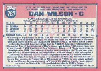 1991 O-Pee-Chee #767 Dan Wilson Back