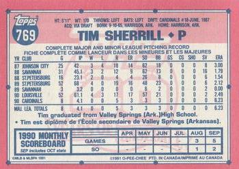 1991 O-Pee-Chee #769 Tim Sherrill Back