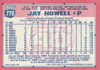 1991 O-Pee-Chee #770 Jay Howell Back
