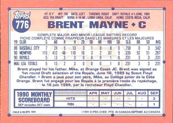 1991 O-Pee-Chee #776 Brent Mayne Back