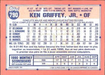 1991 O-Pee-Chee #790 Ken Griffey, Jr. Back