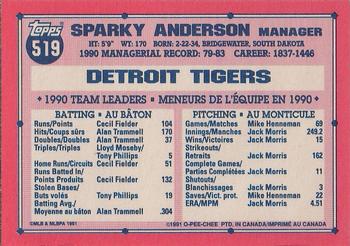 1991 O-Pee-Chee #519 Sparky Anderson Back