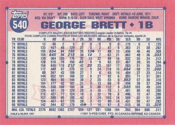 1991 O-Pee-Chee #540 George Brett Back