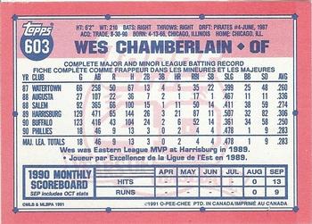 1991 O-Pee-Chee #603 Wes Chamberlain Back