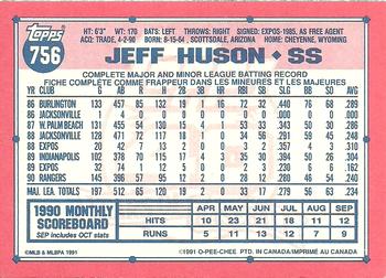 1991 O-Pee-Chee #756 Jeff Huson Back