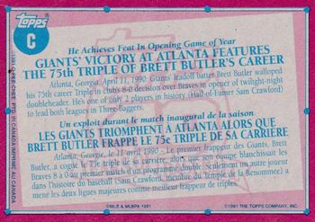 1991 O-Pee-Chee - Wax Box Bottom Panels Singles #C Brett Butler Back