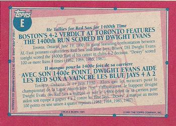 1991 O-Pee-Chee - Wax Box Bottom Panels Singles #E Dwight Evans Back