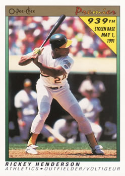 1991 O-Pee-Chee Premier #62 Rickey Henderson Front