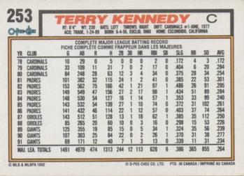 1992 O-Pee-Chee #253 Terry Kennedy Back