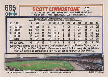 1992 O-Pee-Chee #685 Scott Livingstone Back