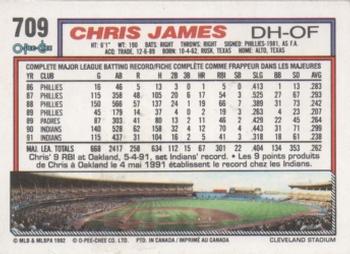 1992 O-Pee-Chee #709 Chris James Back