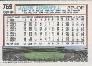 1992 O-Pee-Chee #769 Jack Howell Back